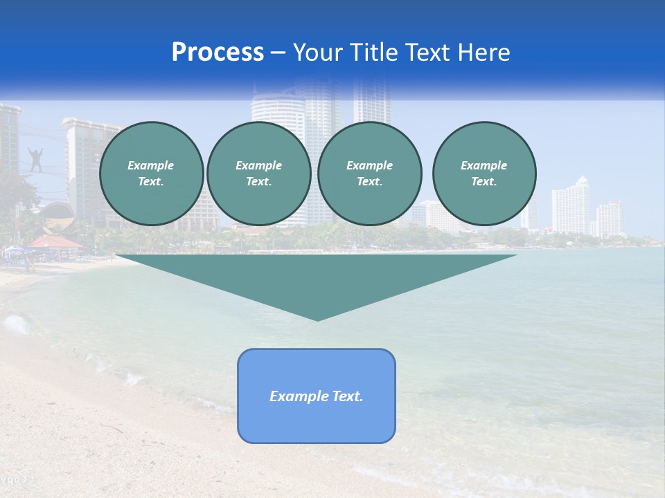 A Beach With A Boat In The Water And A City In The Background PowerPoint Template