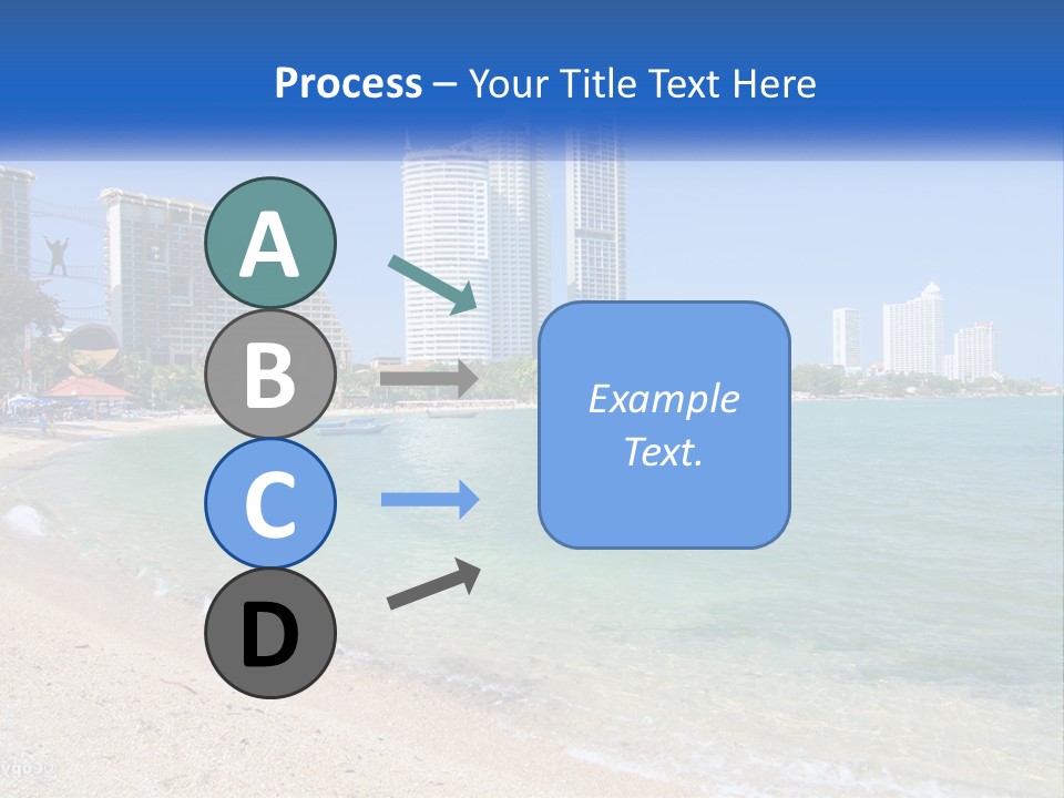 A Beach With A Boat In The Water And A City In The Background PowerPoint Template