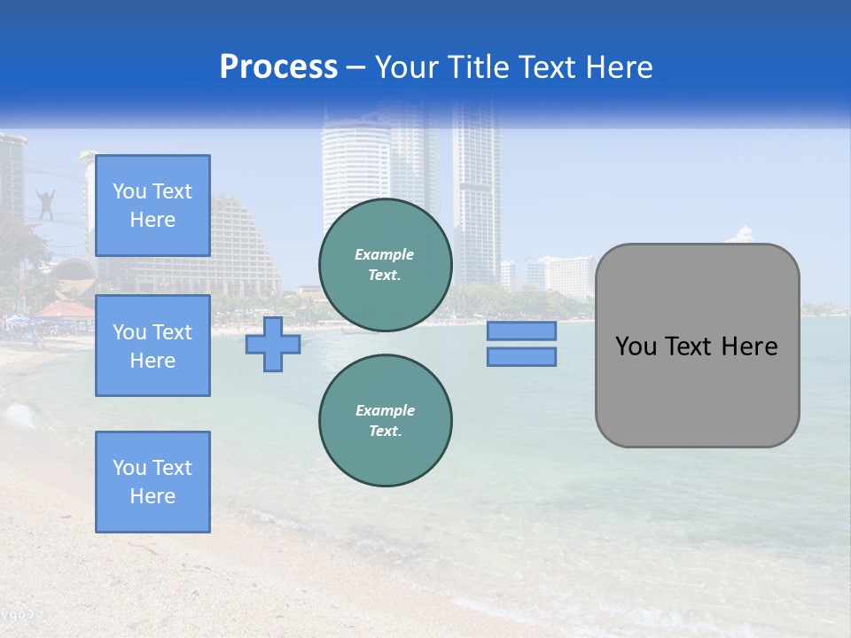 A Beach With A Boat In The Water And A City In The Background PowerPoint Template