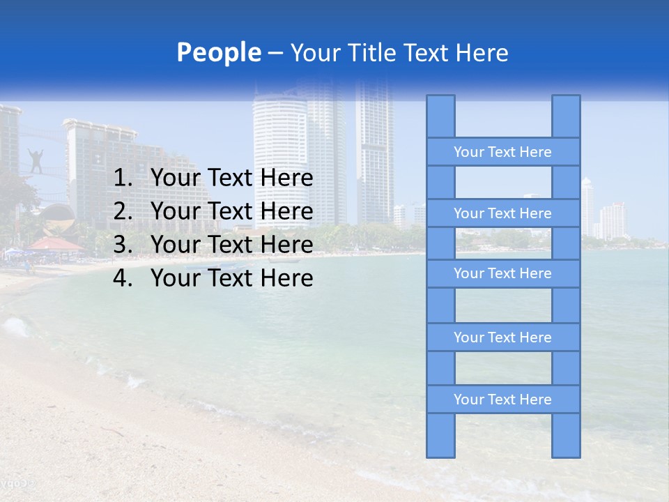 A Beach With A Boat In The Water And A City In The Background PowerPoint Template