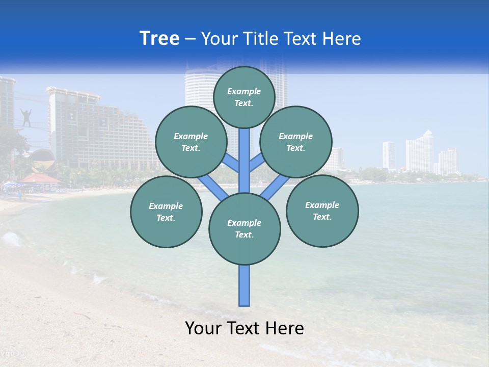 A Beach With A Boat In The Water And A City In The Background PowerPoint Template