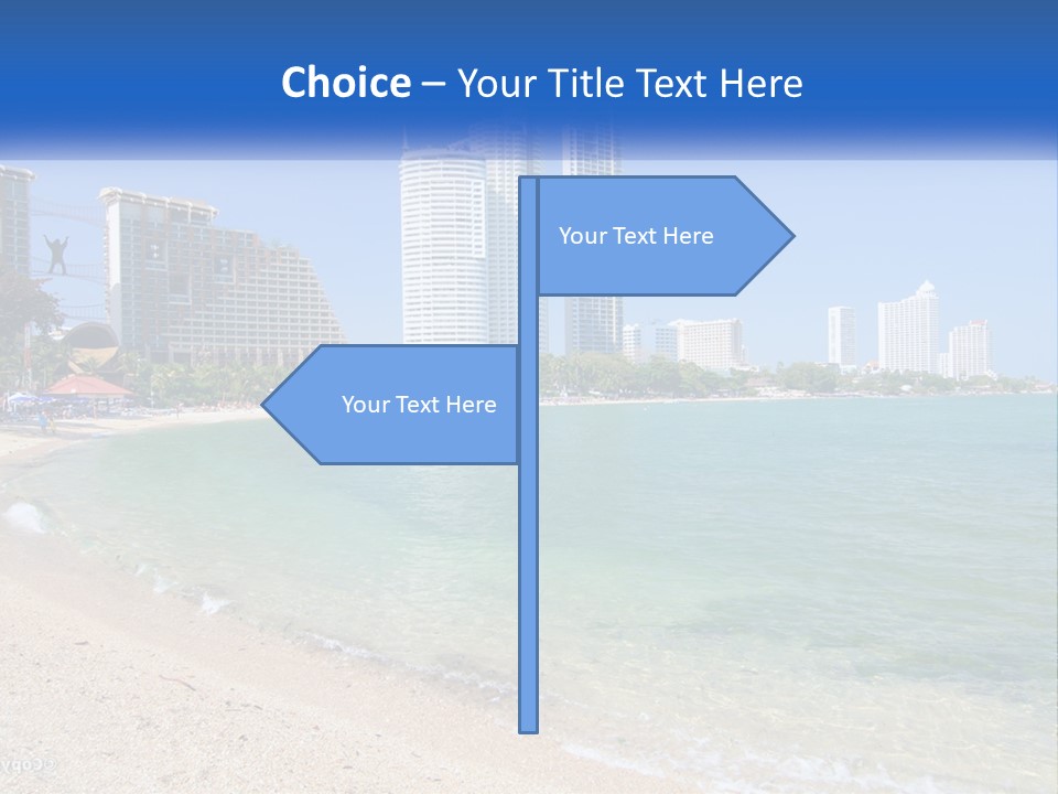 A Beach With A Boat In The Water And A City In The Background PowerPoint Template