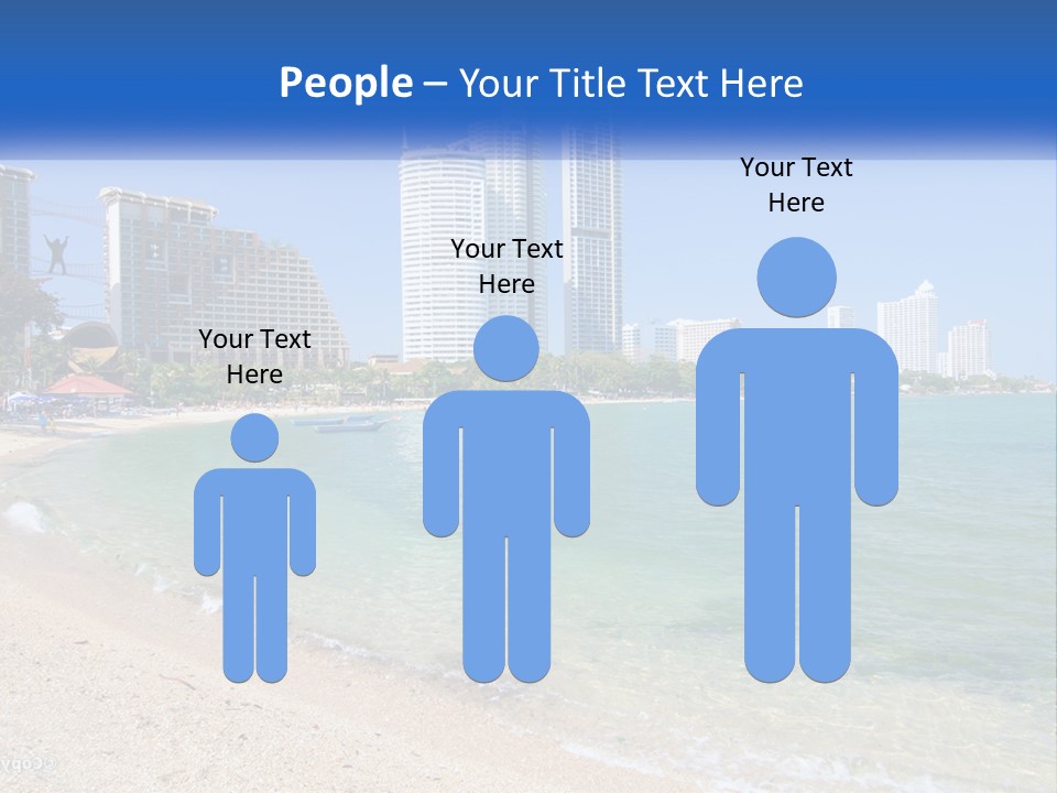 A Beach With A Boat In The Water And A City In The Background PowerPoint Template