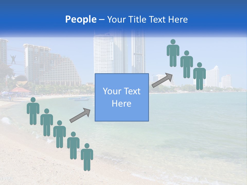 A Beach With A Boat In The Water And A City In The Background PowerPoint Template