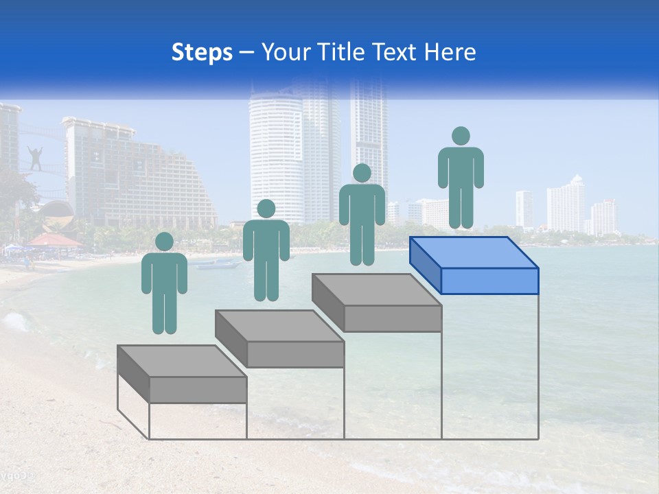 A Beach With A Boat In The Water And A City In The Background PowerPoint Template