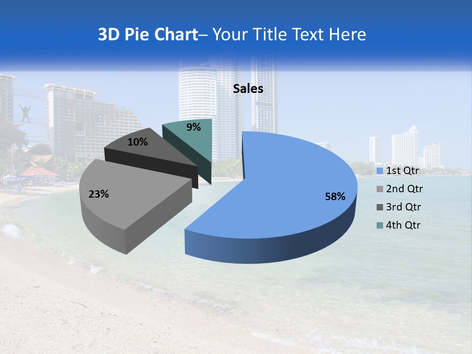 A Beach With A Boat In The Water And A City In The Background PowerPoint Template