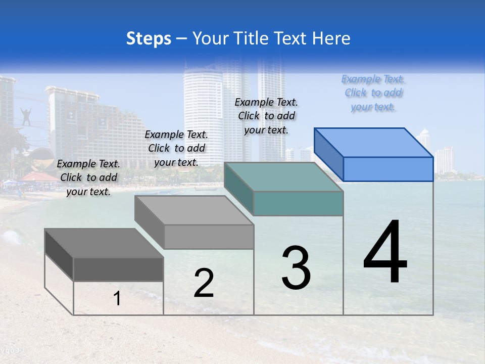 A Beach With A Boat In The Water And A City In The Background PowerPoint Template