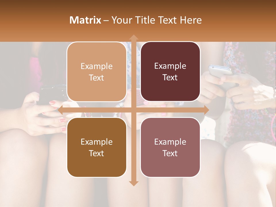 A Group Of Women Sitting Next To Each Other Holding Cell Phones PowerPoint Template