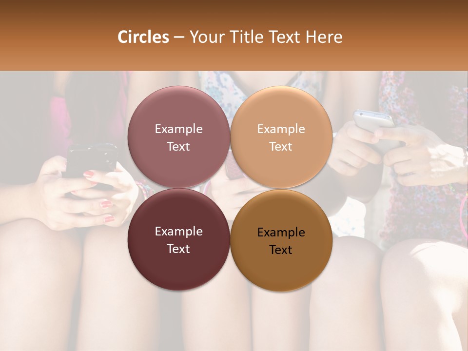 A Group Of Women Sitting Next To Each Other Holding Cell Phones PowerPoint Template