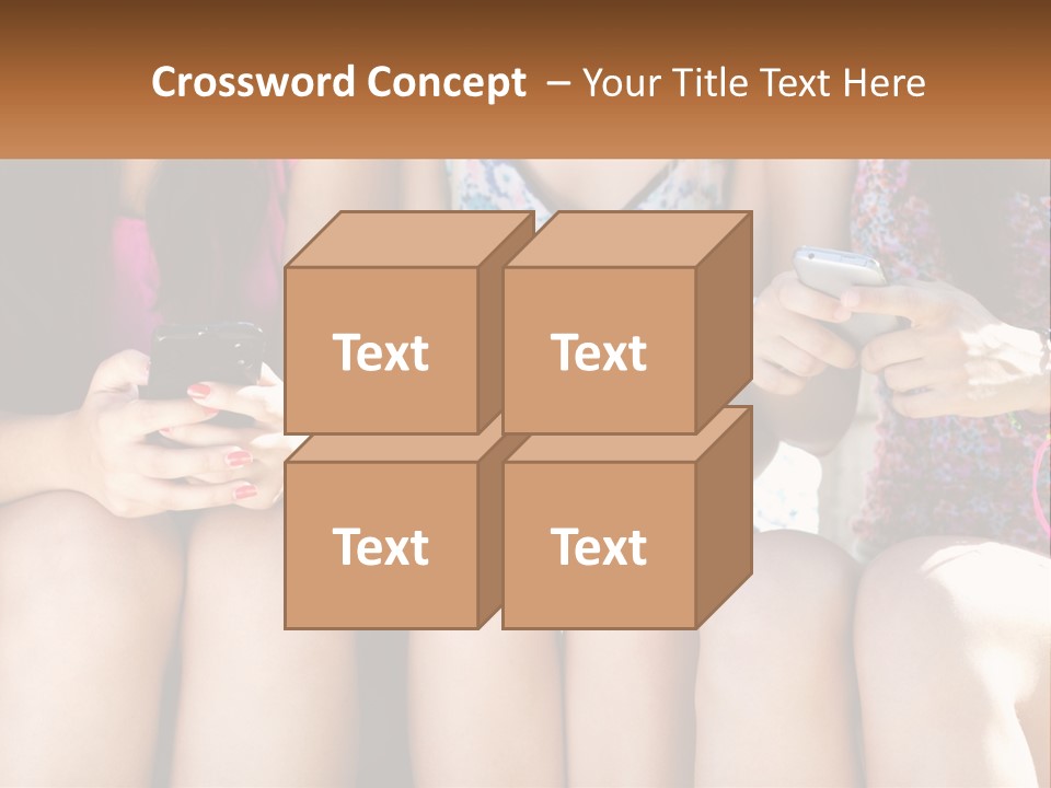 A Group Of Women Sitting Next To Each Other Holding Cell Phones PowerPoint Template