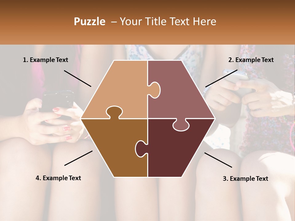 A Group Of Women Sitting Next To Each Other Holding Cell Phones PowerPoint Template