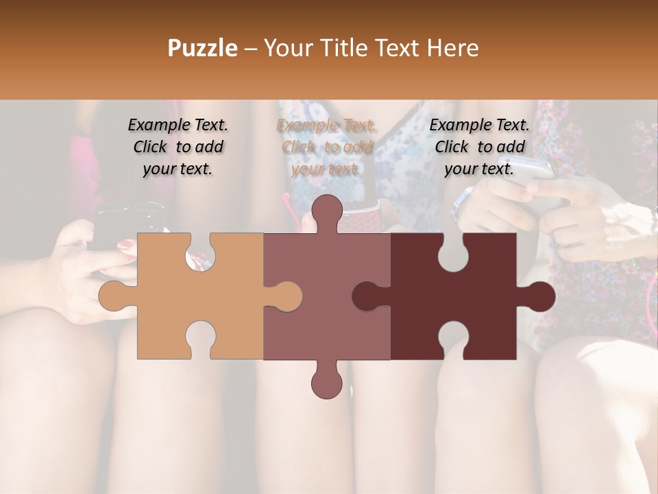 A Group Of Women Sitting Next To Each Other Holding Cell Phones PowerPoint Template