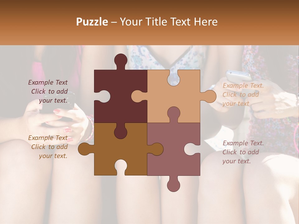 A Group Of Women Sitting Next To Each Other Holding Cell Phones PowerPoint Template