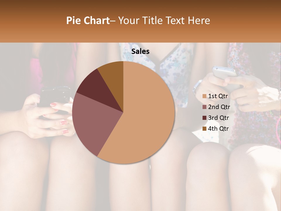 A Group Of Women Sitting Next To Each Other Holding Cell Phones PowerPoint Template