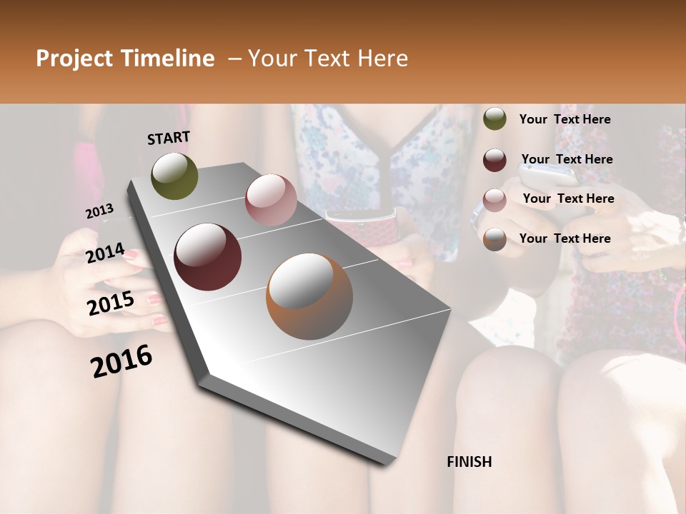 A Group Of Women Sitting Next To Each Other Holding Cell Phones PowerPoint Template