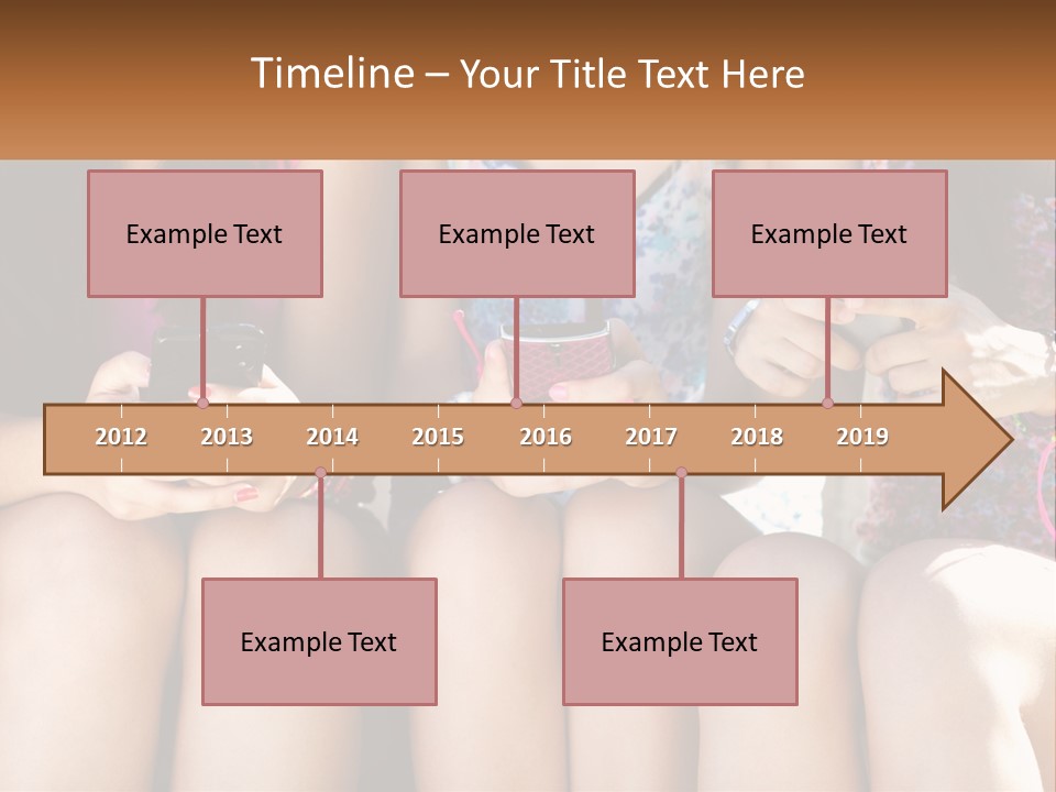 A Group Of Women Sitting Next To Each Other Holding Cell Phones PowerPoint Template