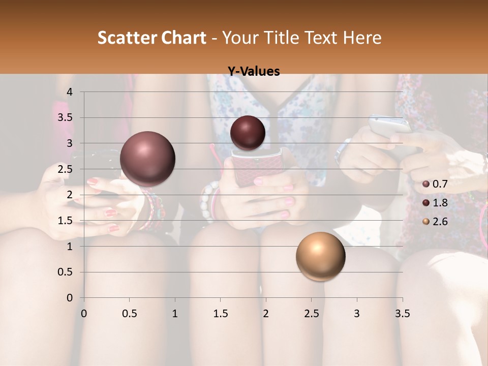 A Group Of Women Sitting Next To Each Other Holding Cell Phones PowerPoint Template