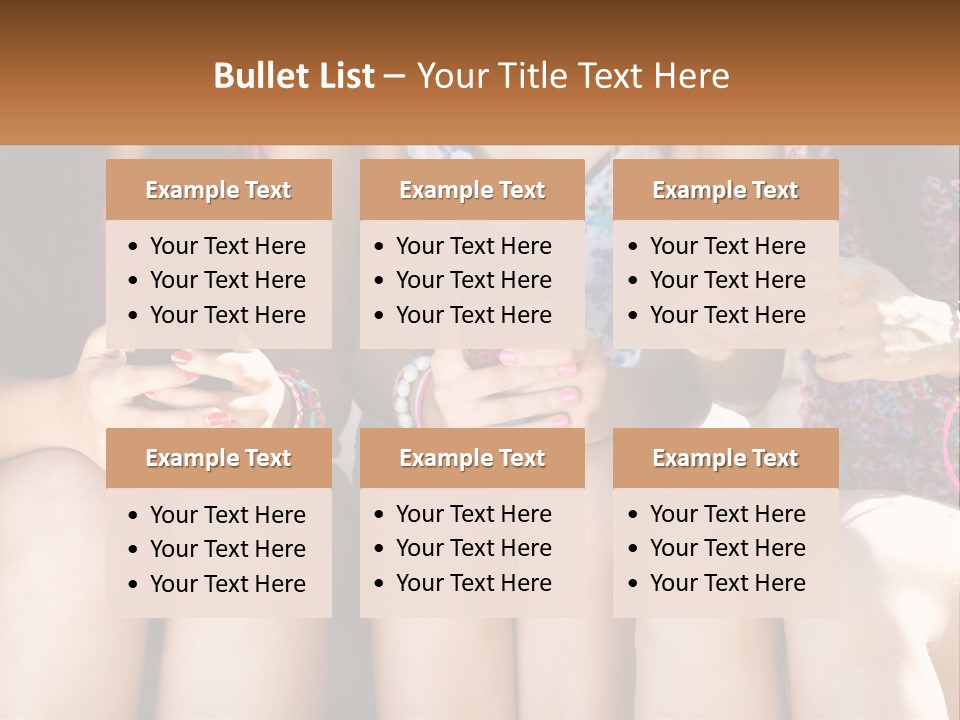 A Group Of Women Sitting Next To Each Other Holding Cell Phones PowerPoint Template