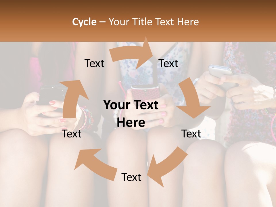 A Group Of Women Sitting Next To Each Other Holding Cell Phones PowerPoint Template