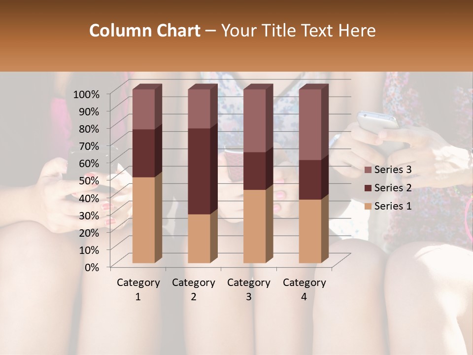 A Group Of Women Sitting Next To Each Other Holding Cell Phones PowerPoint Template