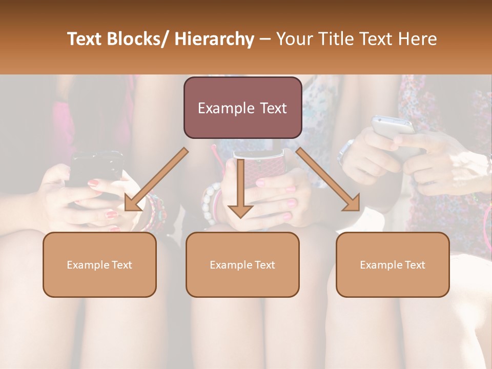 A Group Of Women Sitting Next To Each Other Holding Cell Phones PowerPoint Template