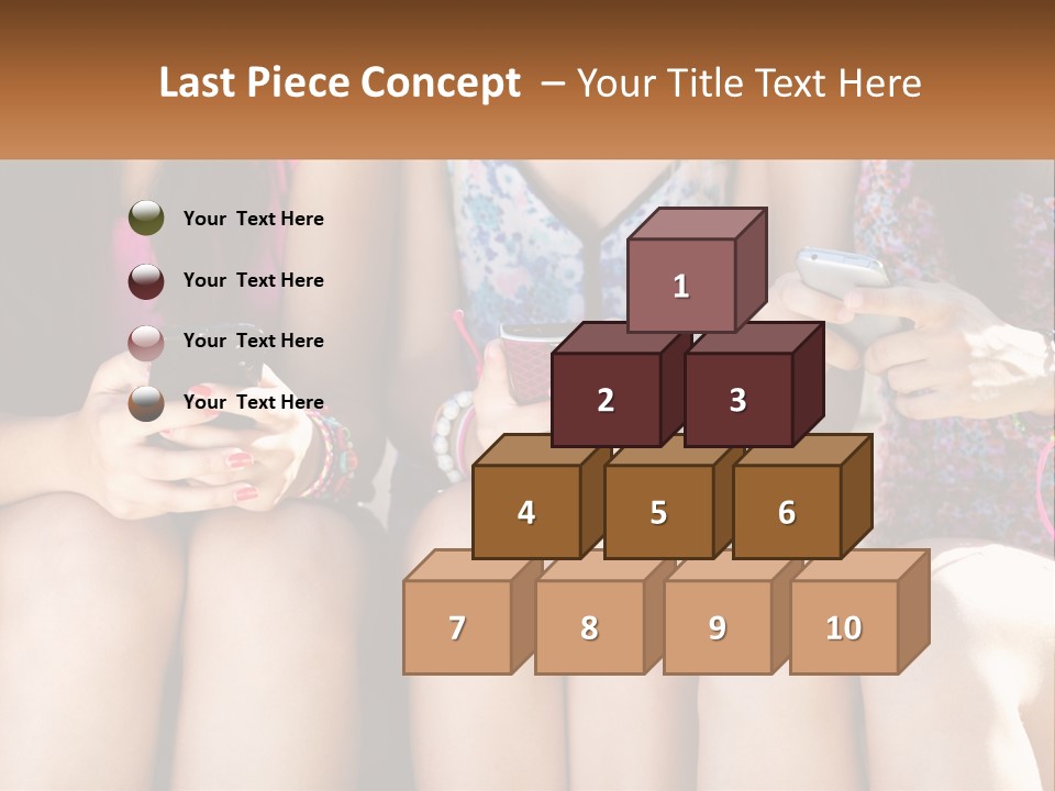 A Group Of Women Sitting Next To Each Other Holding Cell Phones PowerPoint Template