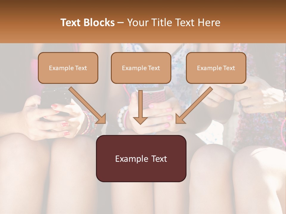 A Group Of Women Sitting Next To Each Other Holding Cell Phones PowerPoint Template
