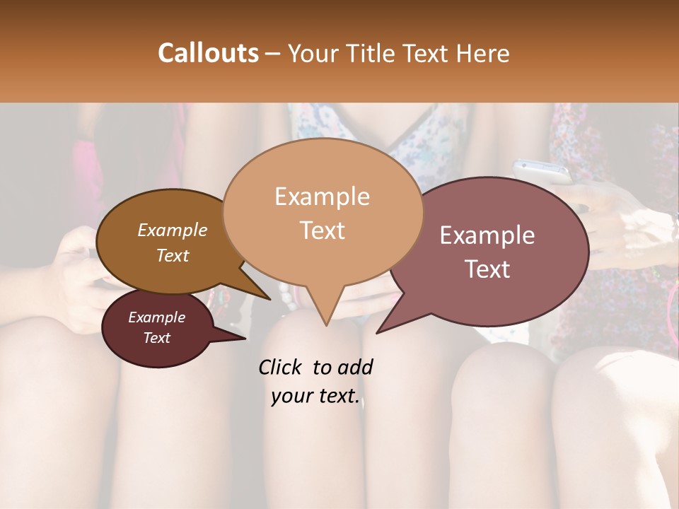 A Group Of Women Sitting Next To Each Other Holding Cell Phones PowerPoint Template