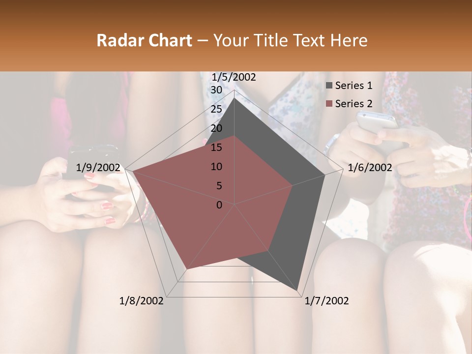 A Group Of Women Sitting Next To Each Other Holding Cell Phones PowerPoint Template