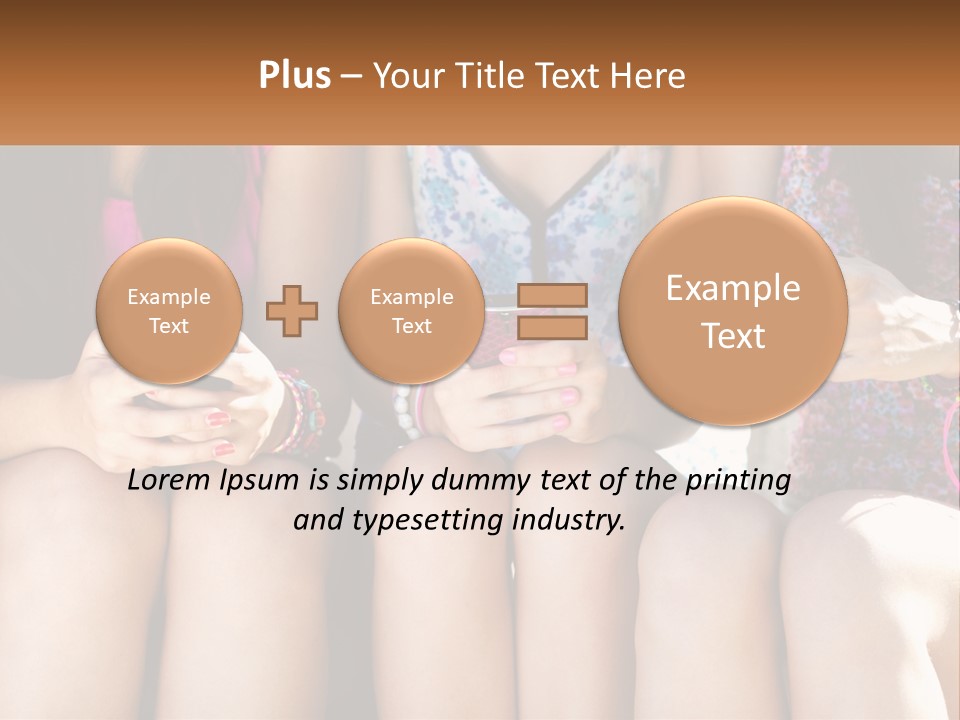 A Group Of Women Sitting Next To Each Other Holding Cell Phones PowerPoint Template