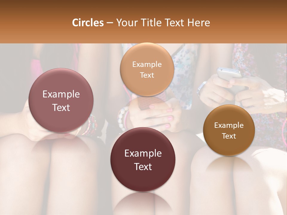 A Group Of Women Sitting Next To Each Other Holding Cell Phones PowerPoint Template