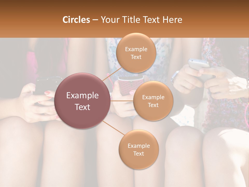 A Group Of Women Sitting Next To Each Other Holding Cell Phones PowerPoint Template