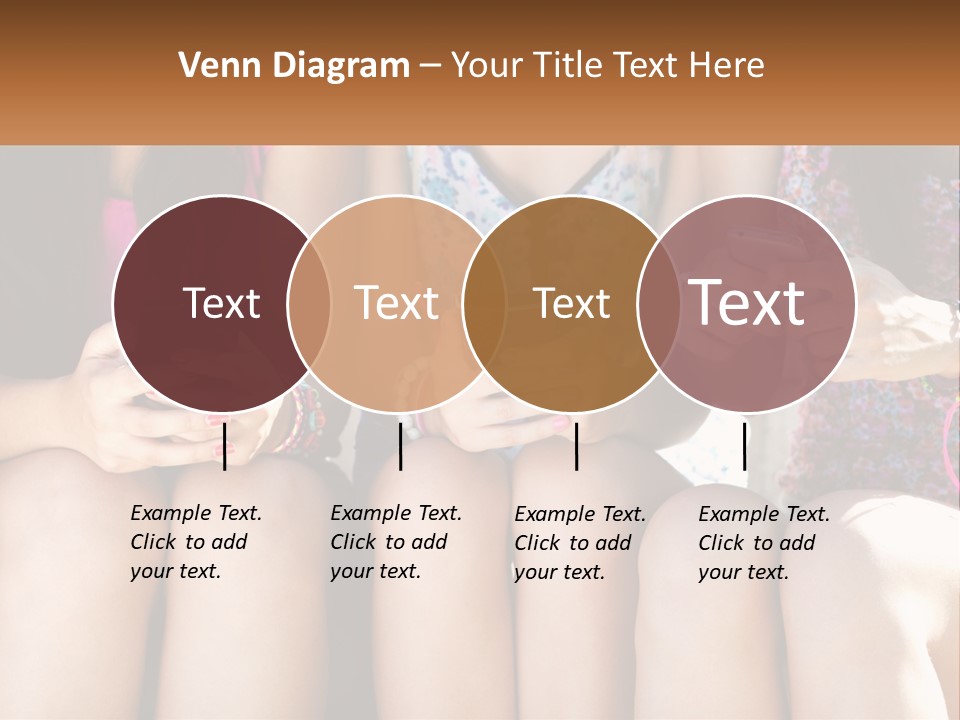 A Group Of Women Sitting Next To Each Other Holding Cell Phones PowerPoint Template