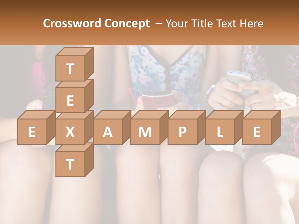 A Group Of Women Sitting Next To Each Other Holding Cell Phones PowerPoint Template