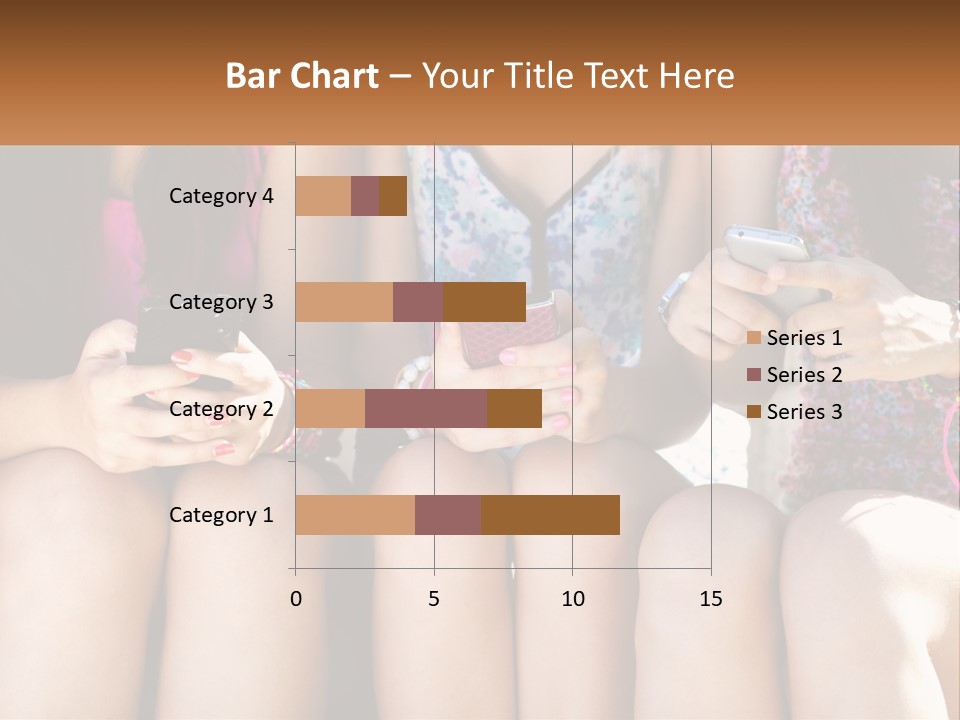 A Group Of Women Sitting Next To Each Other Holding Cell Phones PowerPoint Template