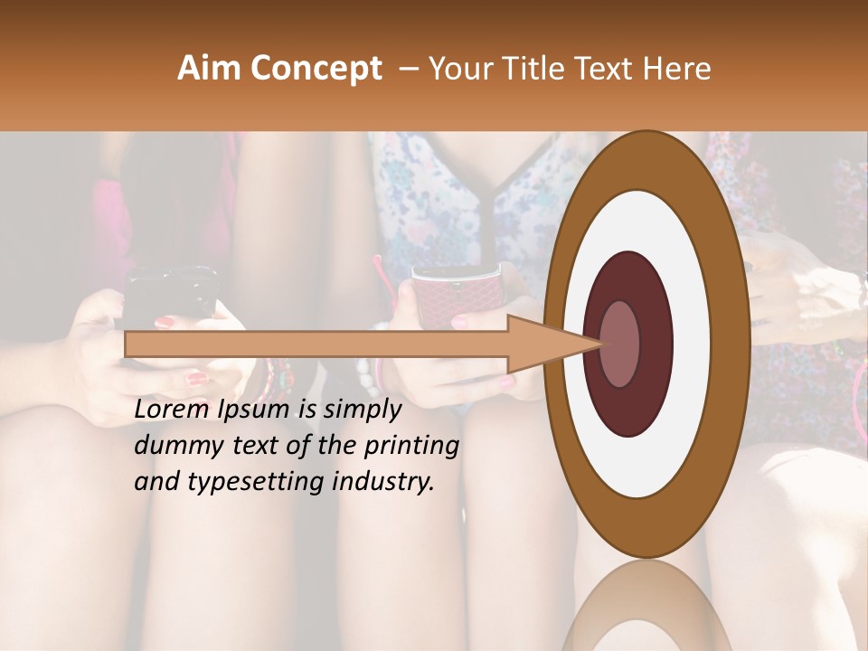 A Group Of Women Sitting Next To Each Other Holding Cell Phones PowerPoint Template