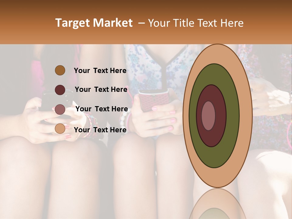 A Group Of Women Sitting Next To Each Other Holding Cell Phones PowerPoint Template