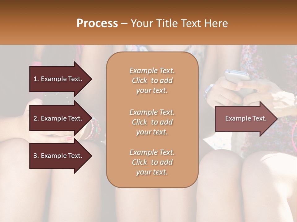 A Group Of Women Sitting Next To Each Other Holding Cell Phones PowerPoint Template