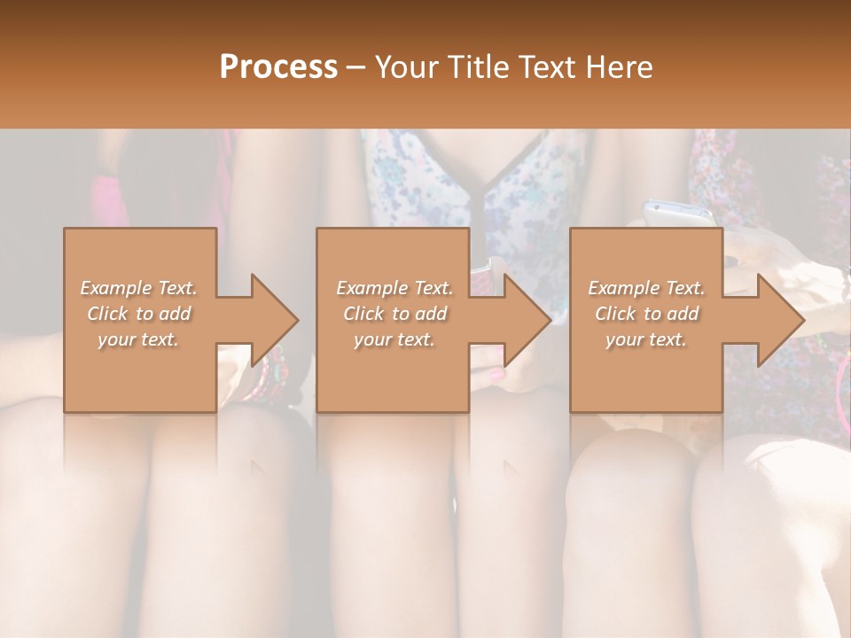 A Group Of Women Sitting Next To Each Other Holding Cell Phones PowerPoint Template