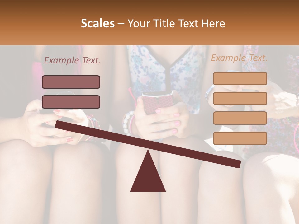 A Group Of Women Sitting Next To Each Other Holding Cell Phones PowerPoint Template