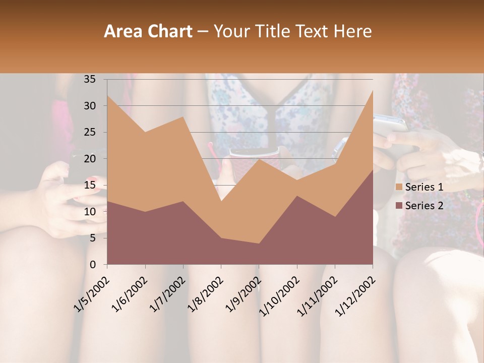 A Group Of Women Sitting Next To Each Other Holding Cell Phones PowerPoint Template
