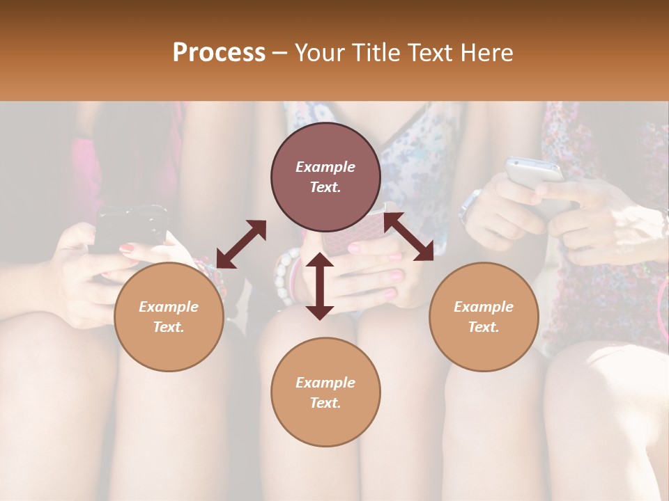 A Group Of Women Sitting Next To Each Other Holding Cell Phones PowerPoint Template