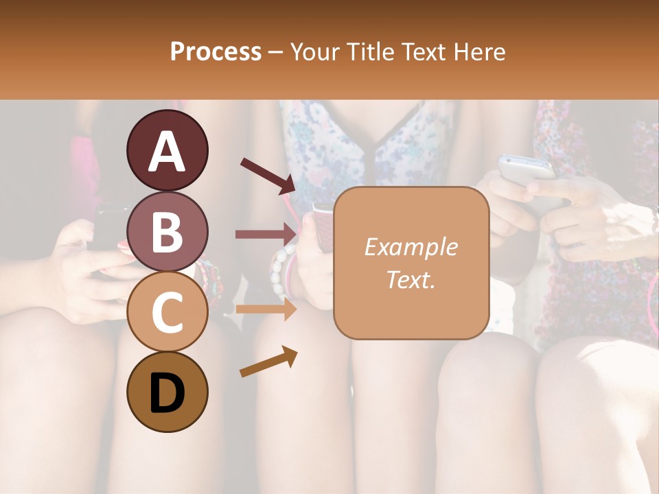 A Group Of Women Sitting Next To Each Other Holding Cell Phones PowerPoint Template