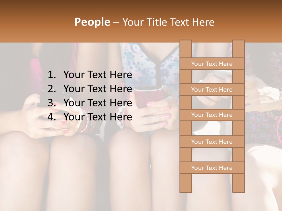 A Group Of Women Sitting Next To Each Other Holding Cell Phones PowerPoint Template