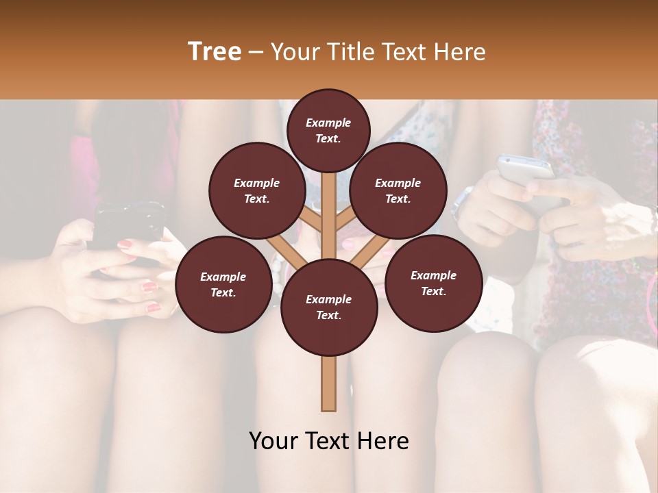 A Group Of Women Sitting Next To Each Other Holding Cell Phones PowerPoint Template