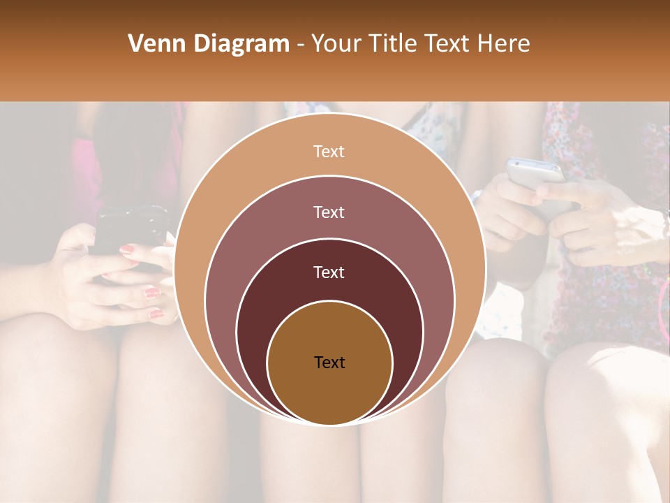 A Group Of Women Sitting Next To Each Other Holding Cell Phones PowerPoint Template