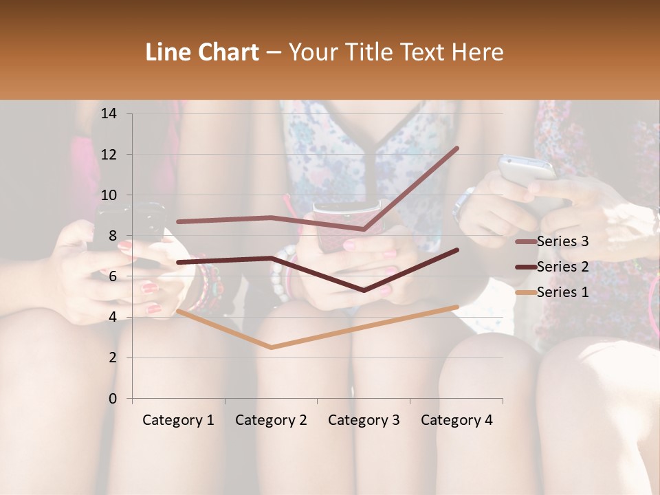 A Group Of Women Sitting Next To Each Other Holding Cell Phones PowerPoint Template