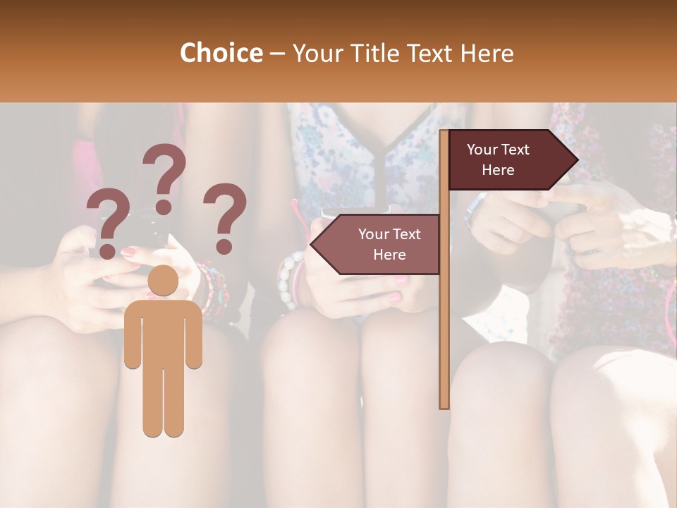 A Group Of Women Sitting Next To Each Other Holding Cell Phones PowerPoint Template