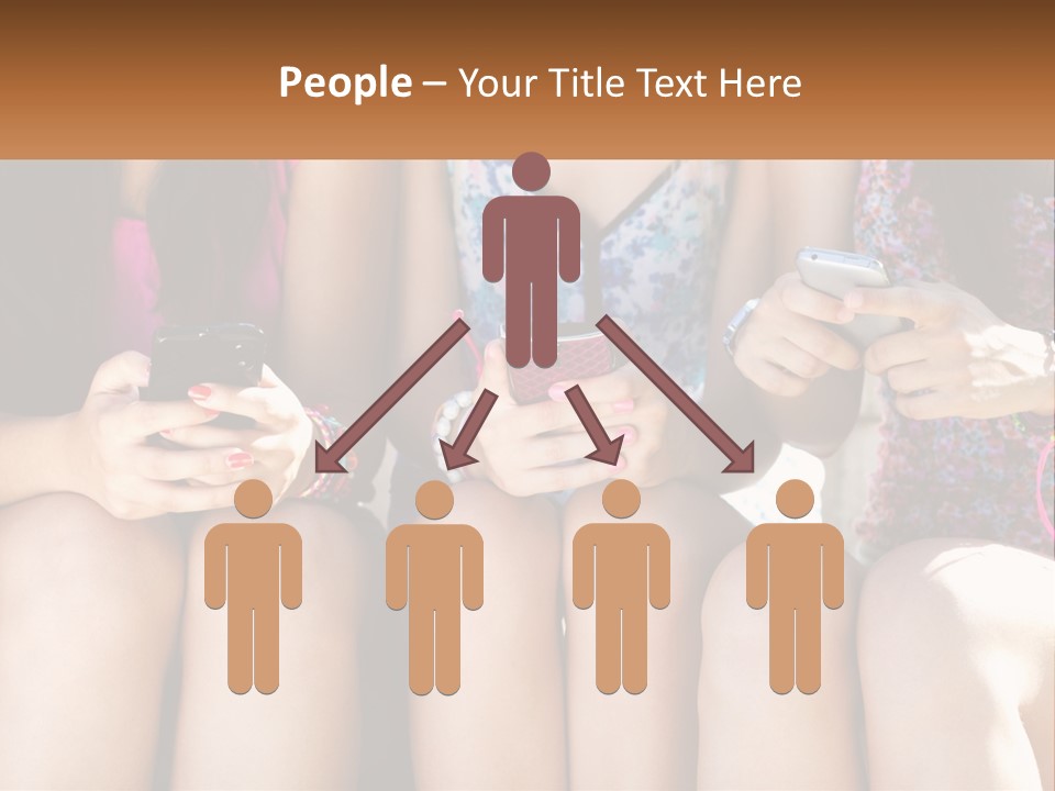 A Group Of Women Sitting Next To Each Other Holding Cell Phones PowerPoint Template