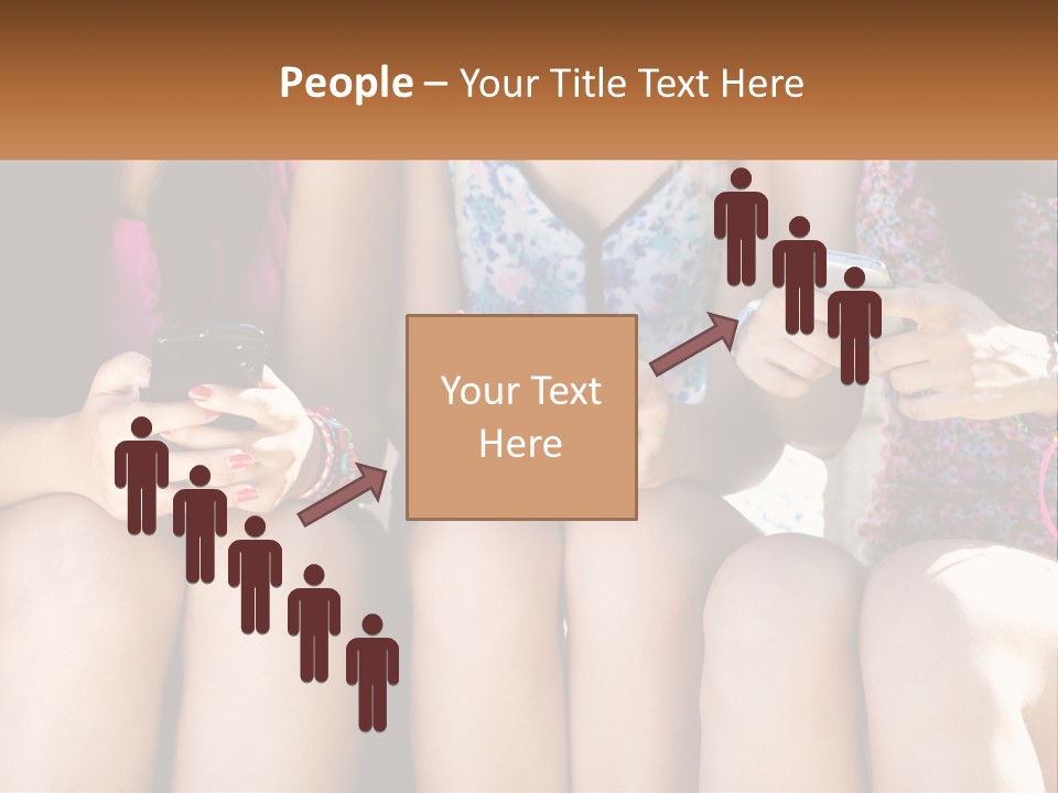 A Group Of Women Sitting Next To Each Other Holding Cell Phones PowerPoint Template